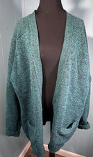 Vintage 80s GAP Shetland Wool Knit Cardigan Sweater Men M Green Grandpa Scotland