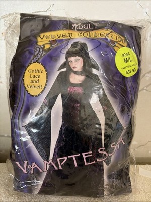 NIP Gothic Vampire Vampiress Vamptessa Adult Costume Size M/L 8-14 Dress Collar