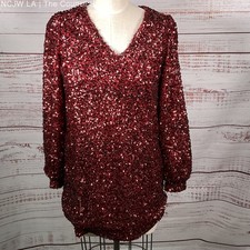 SEZANE Women's Cocktail Sequin Long Sleeve Mini Pullover Dress- SZ 34