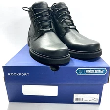 Rockport Men's Northfield Plain Toe Boots Waterproof Hydro-Shield Black US 12M