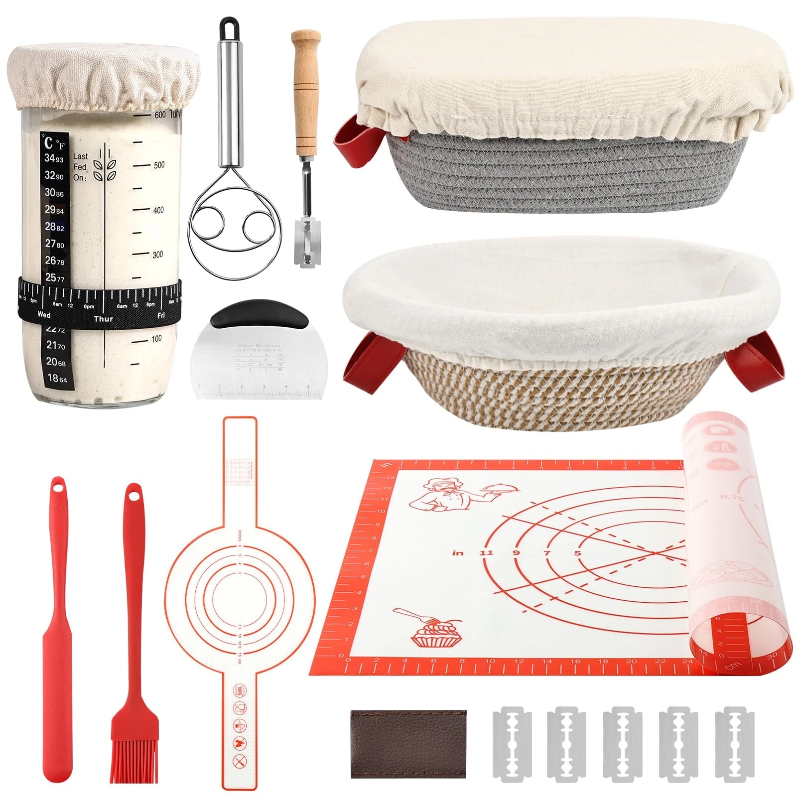 Tunyet Sourdough Bread Baking Supplies, Banneton Bread Proofing Basket, 10 In...