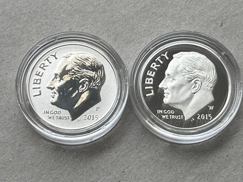 2015-P Reverse & 2015-W Proof Dimes - 90% Silver March Of Dimes - Ships Free US!
