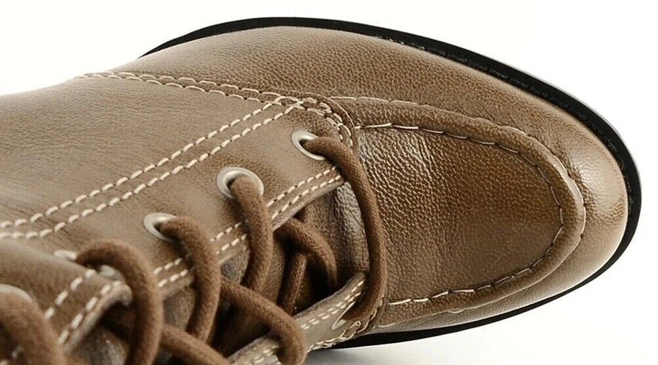 $395 для всех 7 человечества EVERLY серо-коричневый кожаный дизайнер шнурует вверх середины икры ботинки 6,5 - Изображение 4 из 4