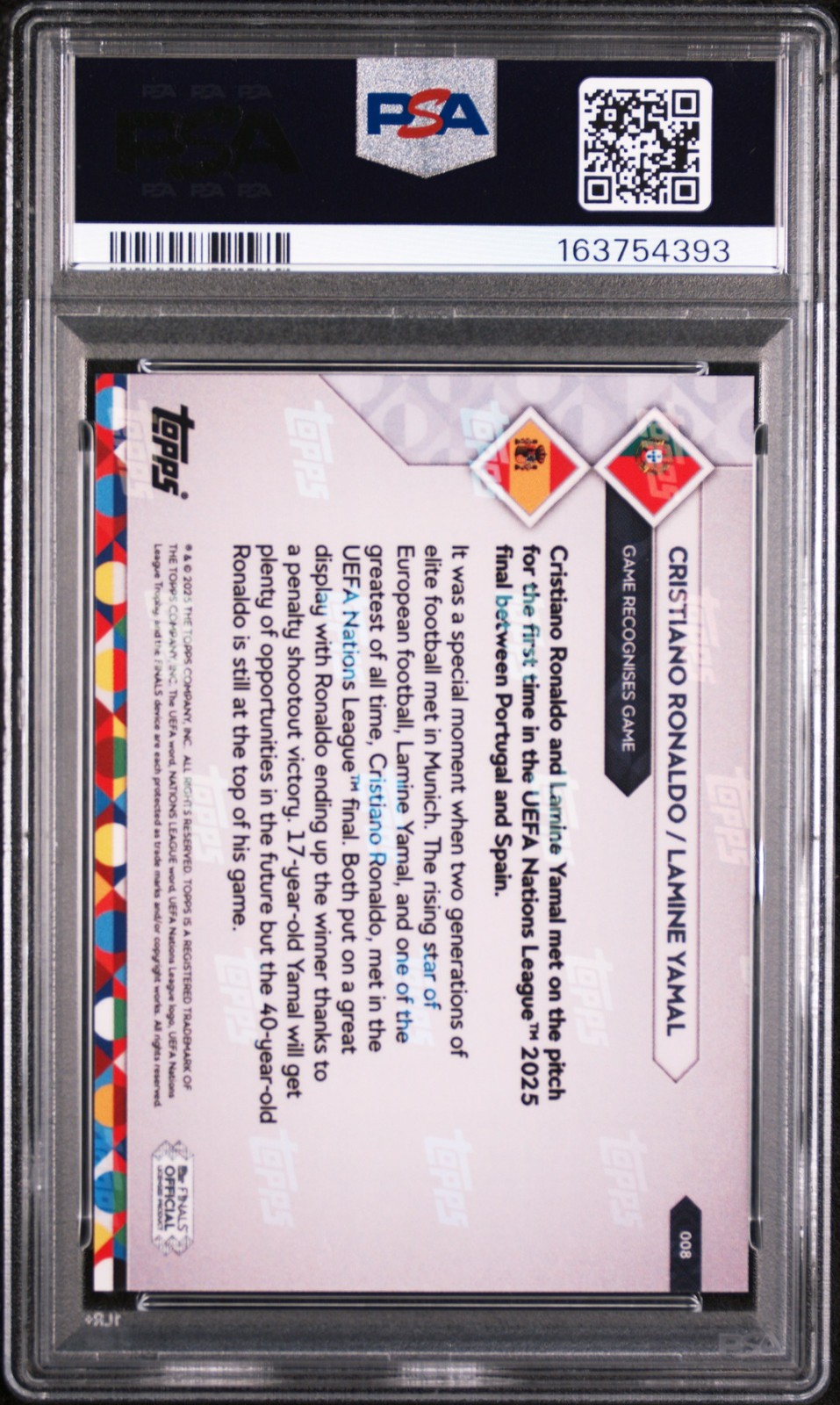 2025 TOPPS NOW UEFA NATIONS LEAGUE #8 CRISTIANO RONALDO/LAMINE YAMAL PSA 10 view 2