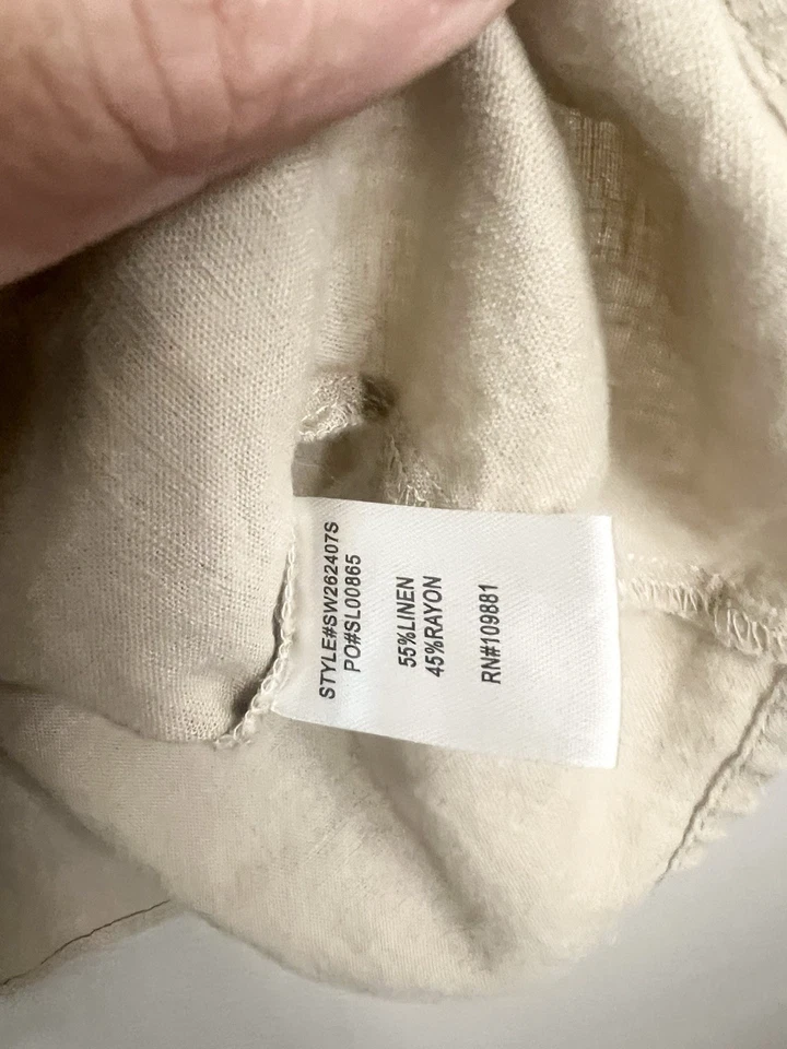 Camisa Blusa Túnica Sunny Leigh Boho Lino Crujiente Cuadrada Tostada Talla Mediana Artística Foto 4 de 4