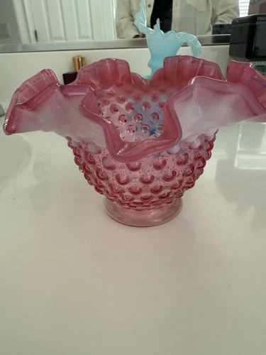 Fenton Cranberry Opalescent Hobnail vase
