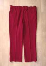 Vtg 70s Crimson Red Basketweave Textured Knit Disco Pimp High Waist Pants 40