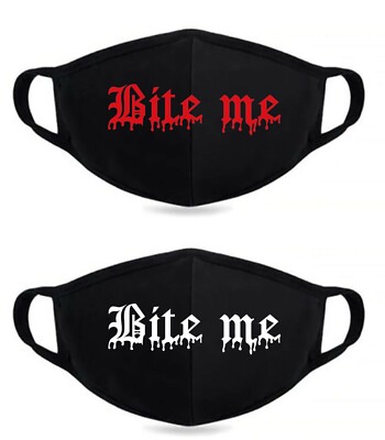BITE ME Maske Waschbar Atmungsaktiv Wiederverwendbar Schutz Lippen Gothic Goth Maske 