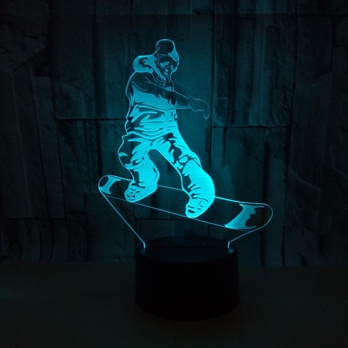 7 Color Changing 3D Snowboarding Night Light LED Desk Lamp Touch Room Decor Gift - Picture 9 of 11