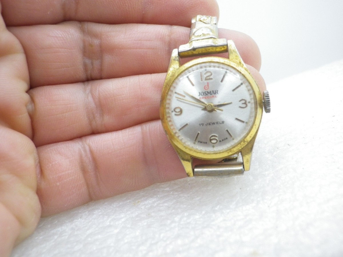 RELOJ SUIZO JOSMAR ESPECIAL AÑO 1960 MECANICO 17R DAMA FUNCIONA