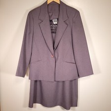 Vintage Nikki 15/16 Grayish Purple Single Button Blazer & Skirt Set Made in USA