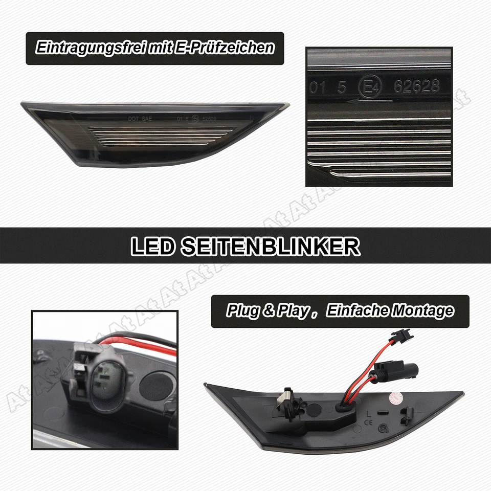2x LED Schwarz Seitenblinker Blinker Für Porsche 911 991 Boxster Cayman 981 982 - Bild 4 von 4