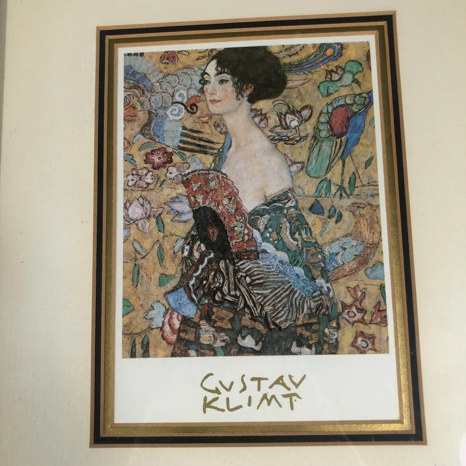 Lote de 4 impresiones artísticas de Gustav Klimt enmarcadas 9,25" x 11,25" cubismo moderno abstracto Foto 3 de 4