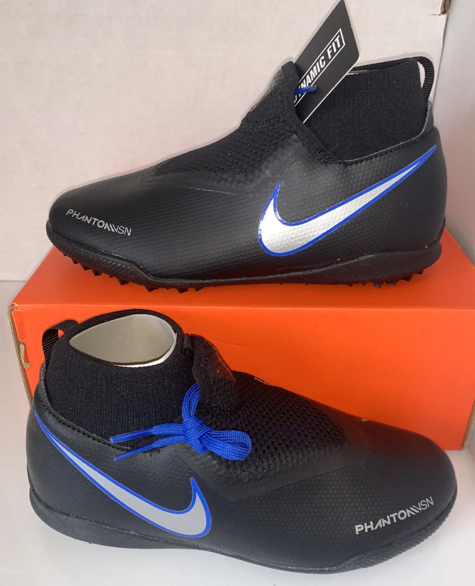 Nike Phantom VSN Academy DF/TF Turf Soccer Shoes Black/ Met-silver AO3292 004 |