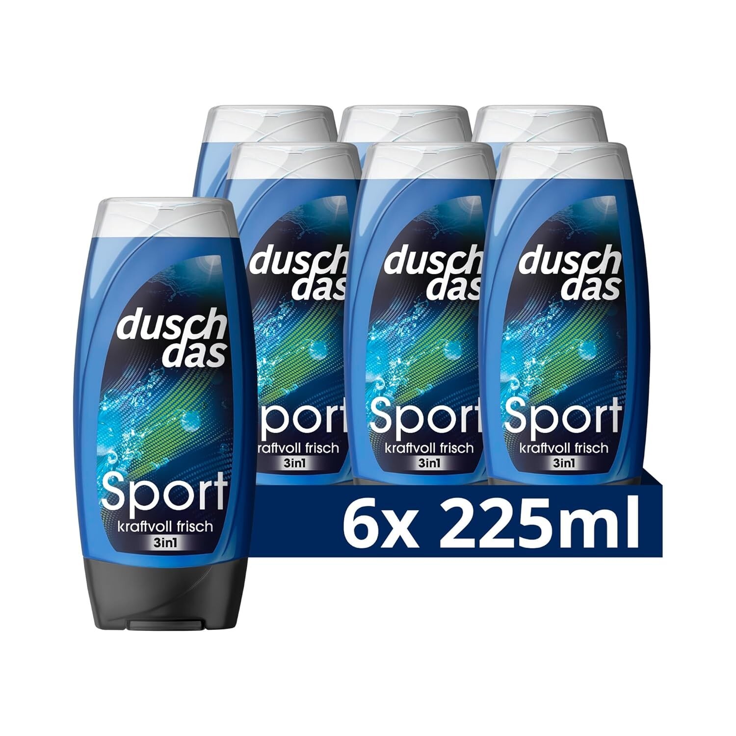 "Duschdas 3-in-1 Duschgel & Shampoo Sport 6x225 ml – Frische & Nachhaltigkeit"