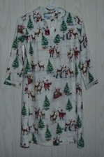 Pottery Barn Kids Santa /Reindeer/ Tree Flannel Nightgown Girl's 8 EUC