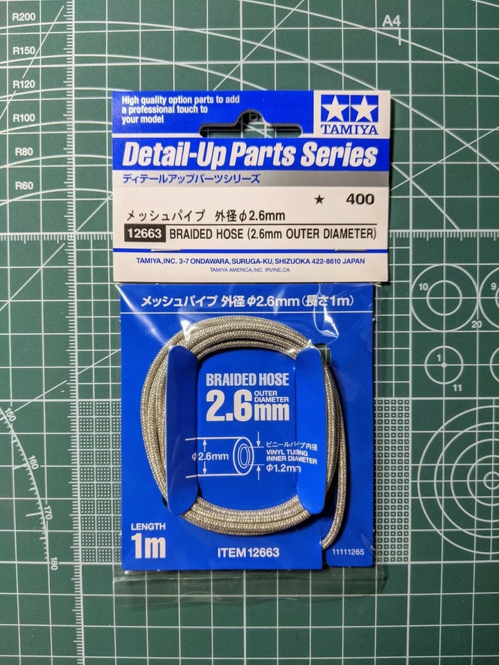 Tamiya Detail-Up Parts Series BRAIDED HOSE (2.6mm OUTER DIAMETER) 12663 - Image 2 of 2