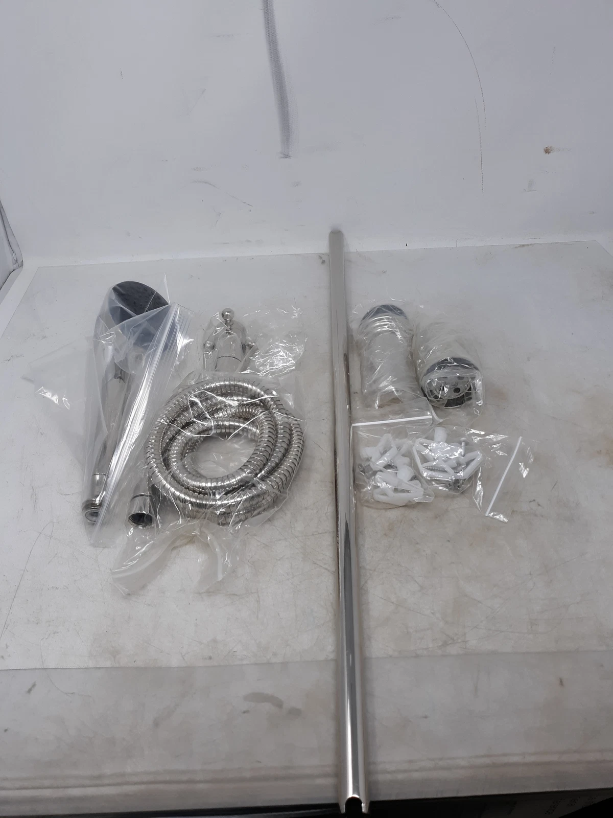 Chrome Handheld Shower Head Kit Adjustable Hose Wall Mount & Hardware Set