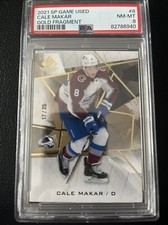 2021-22 UD SP Game Used Gold Fragment #/25 Cale Makar #8 Avalanche SSP PSA 8