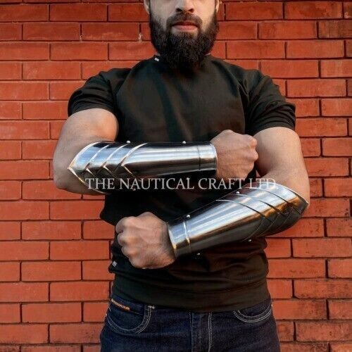 Medieval metal arm guards for LARP cosplay and fantasy warrior costumes