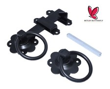 6" Black QUALITY Garden Gate Ring Latch Shed Door Handle Outdoor Lock Metal