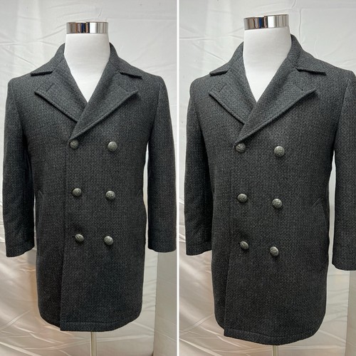 Tallia Boy's 20/XL Gray Double Breasted Silver Button Wool Quilted Pea Coat - Picture 8 of 10