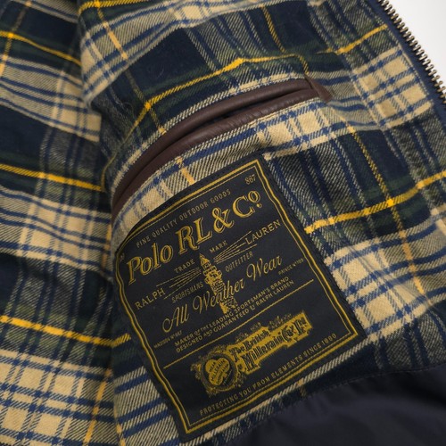 $698 Polo Ralph Lauren Navy Blue Oilcloth Car Coat Jacket Mens Size XL - Picture 13 of 20