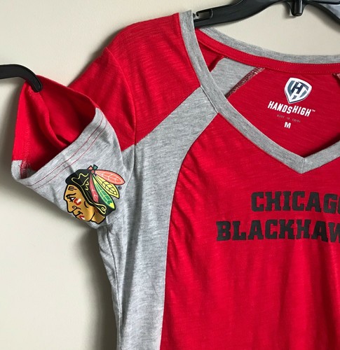 Nuova maglietta da donna Chicago Blackhawks maglietta grigia hockey taglia media NHL - Foto 3 di 8