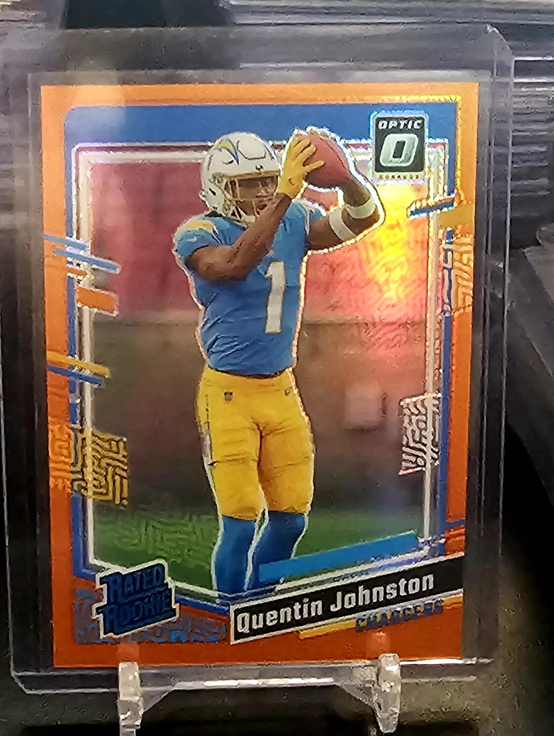 2023 Panini Donruss Optic Orange /249 #265 Quentin Johnston RC Chargers