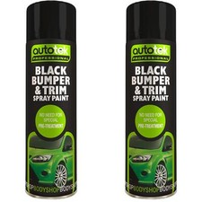 Black Bumper & Trim Aerosol Spay Paint 500ml Fast Dry AutoTek Professional x2