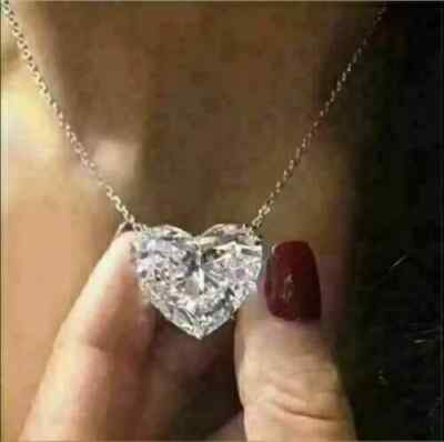 3Ct Heart Cut VVS1/D Diamond Solitaire Pendant 14K White Gold Finish Free Chain