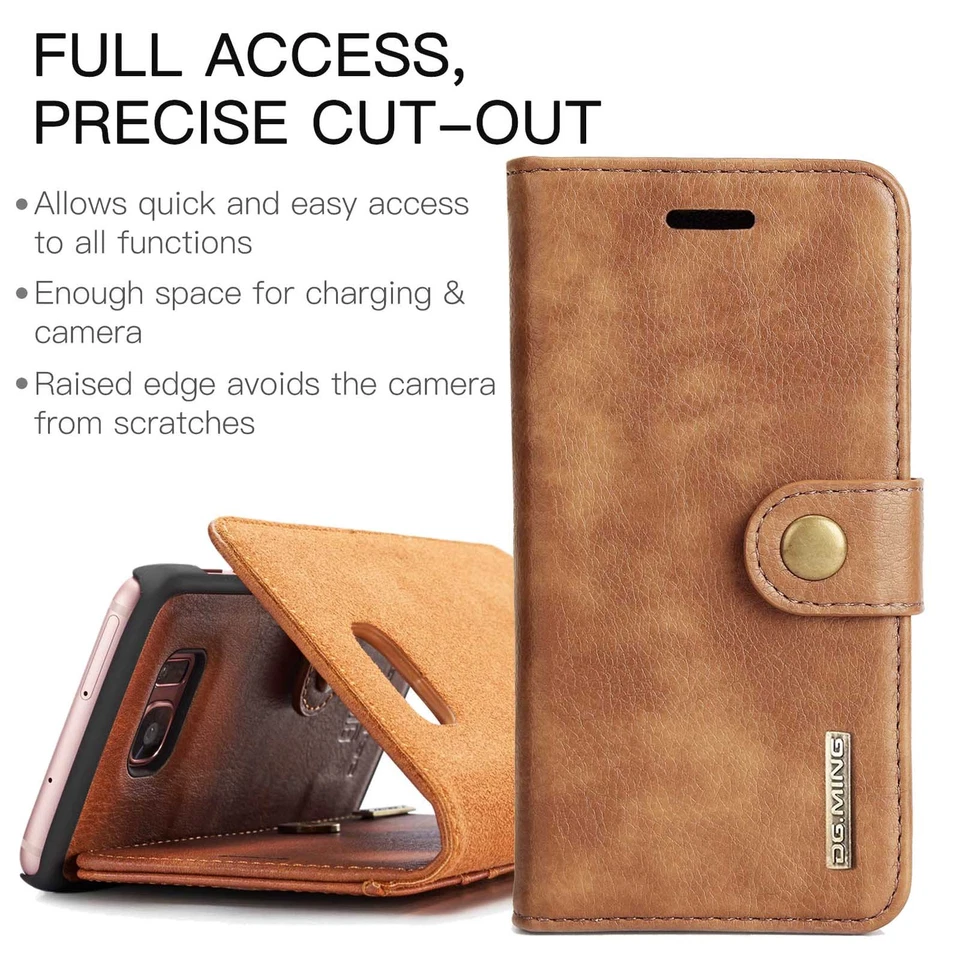 Funda tipo billetera de cuero estilo libro abatible cubierta doble para Samsung Galaxy S9/S9+/iPhoneX Foto 4 de 4