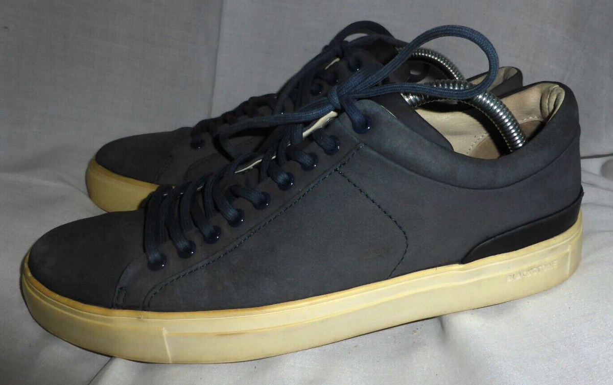 BLACKSTONE MEN WASHED GREY LEATHER LACE UP TRAINERS SIZE UK EU