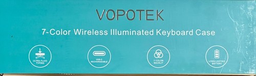 vopotek bluetooth color illuminated backlit keyboard and ipad case fits 10x7 NEW - Picture 3 of 10