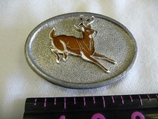 Vintage BUCK DEER PEWTER Belt Buckle