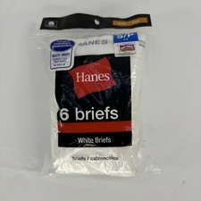 2009 Hanes Boys White Tagless Briefs Underwear 6 Pack Large Size S/P 6-8 BNew
