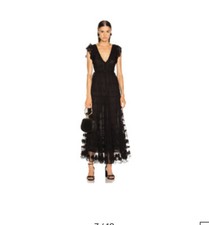 Ulla Johnson Fifi Embroidered Dress Size 10 Black Tie Wedding Guest Cocktail