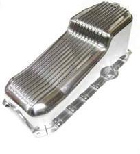 86-02 Sbc Chevy Finned Aluminum Oil Pan - 305 5.0l 350 5.7l Vortec 1pc Rear Seal