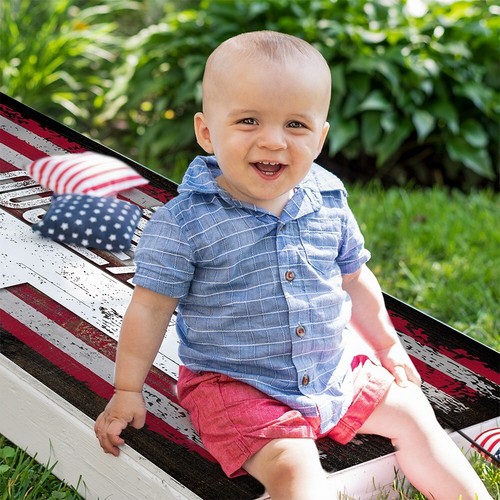 God Family Landhaus rustikaler Stil amerikanische Flagge Cornhole Wraps Cornhole Skins Wrap - Bild 5 von 7