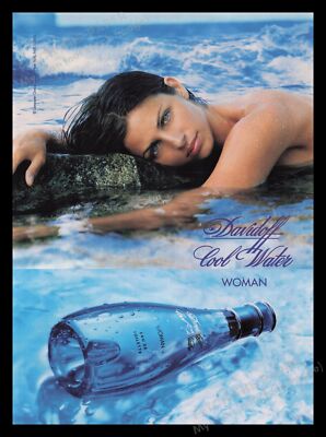 Davidoff 2000s Print Advertisement 2001 Woman Water Beach (Read description)