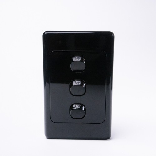 Casa rodante negra de 3 velocidades línea delgada interruptor de pared placa de pared 10A caravanas - Imagen 4 de 8