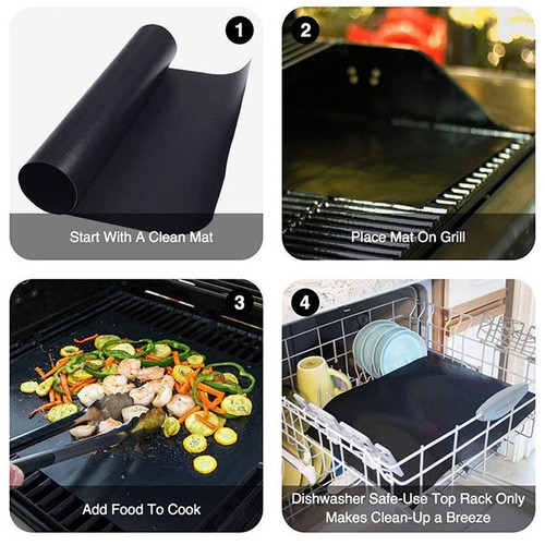 Reusable Non-stick BBQ Grill Mat Barbecue Baking Liners Teflon Kitchen Tool - Bild 5 von 16