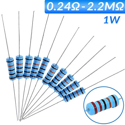 COOBETTER 1 Watt Big Power Resistors Metal film 1% Full Range of Values 0.24 Ohm-2.2M Ohm