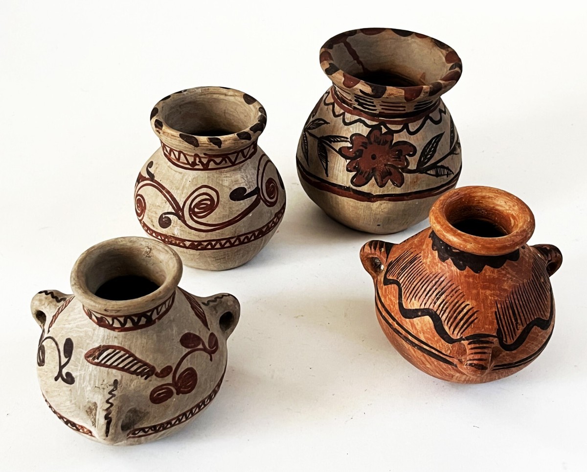4 VTG MEXICAN FOLK ART POTTERY AMATENANGO DEL VALLE CHIAPAS