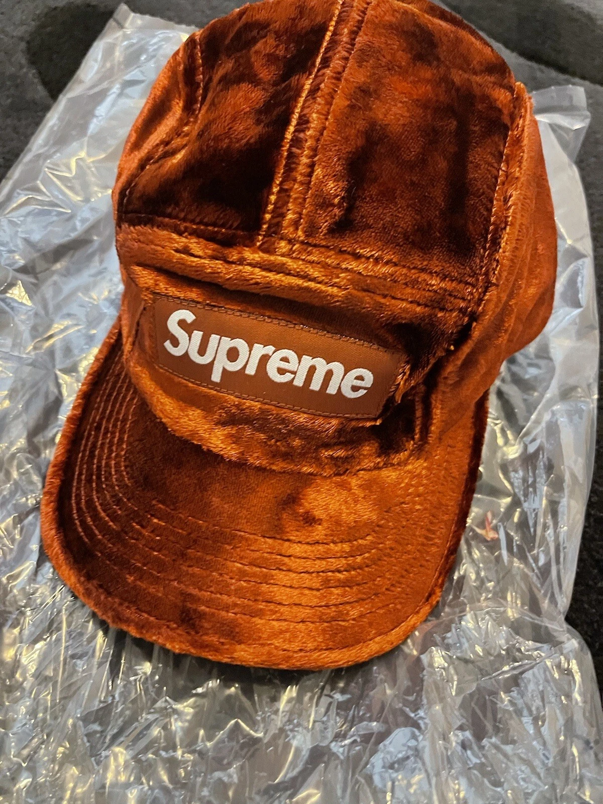 supreme velevet hat rust