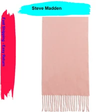 $42 Steve Madden Women's Flannel Mid-Weight Muffler Scarf, Blush, One Size