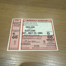 England V Scotland 23rd May 1981 FA British Championship Ticket Stub UNUSED