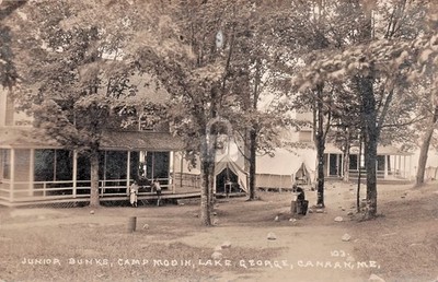 Camp Modin Lake George Canaan Maine ME Eastern Illus. RPPC Photo Postcard COPY