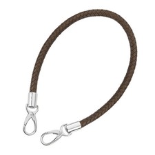 60cm Short Leather PU Braided Purse Replacement Handle Dark Coffee Silver