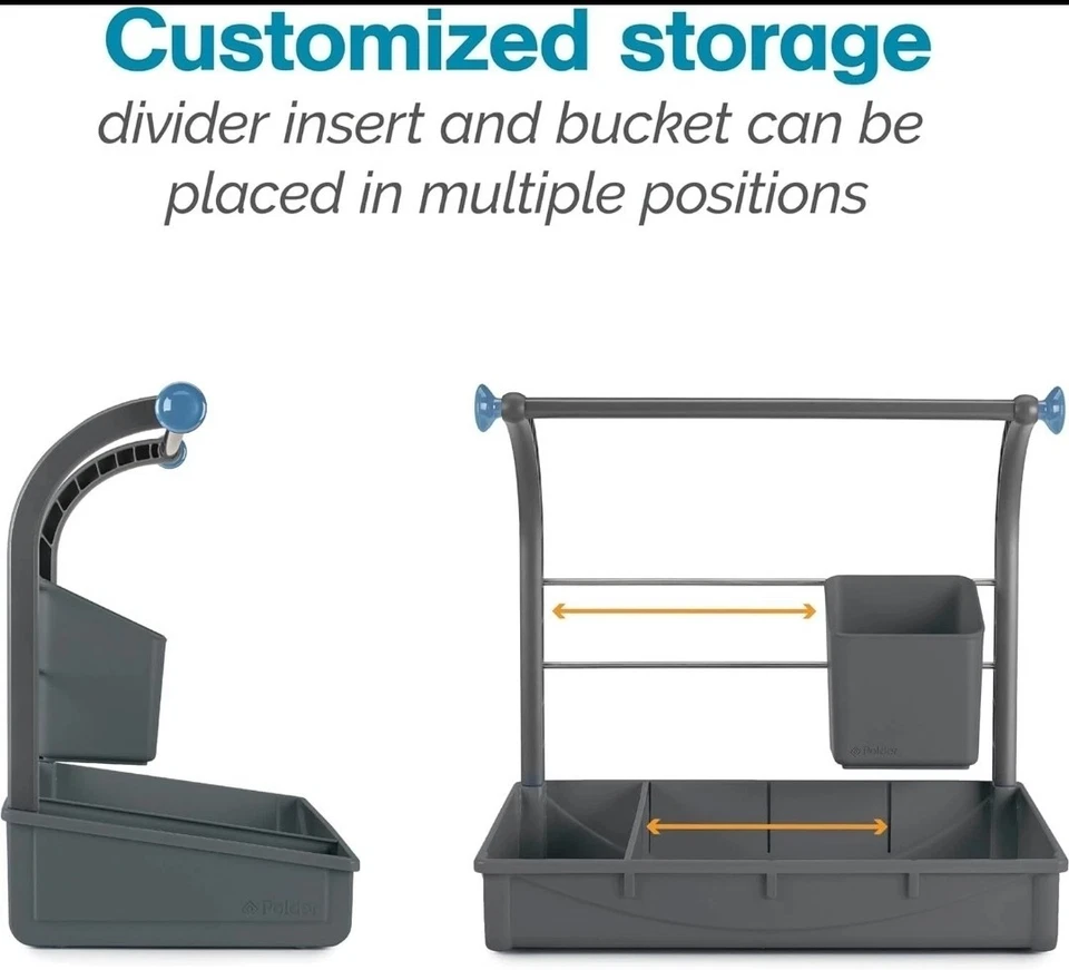 POLDER Debajo del Fregadero Carrito de Almacenamiento GRIS Cocina Baño Organizador 16.75x10.5" IN Foto 4 de 4